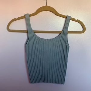 Blue ribbed crop top